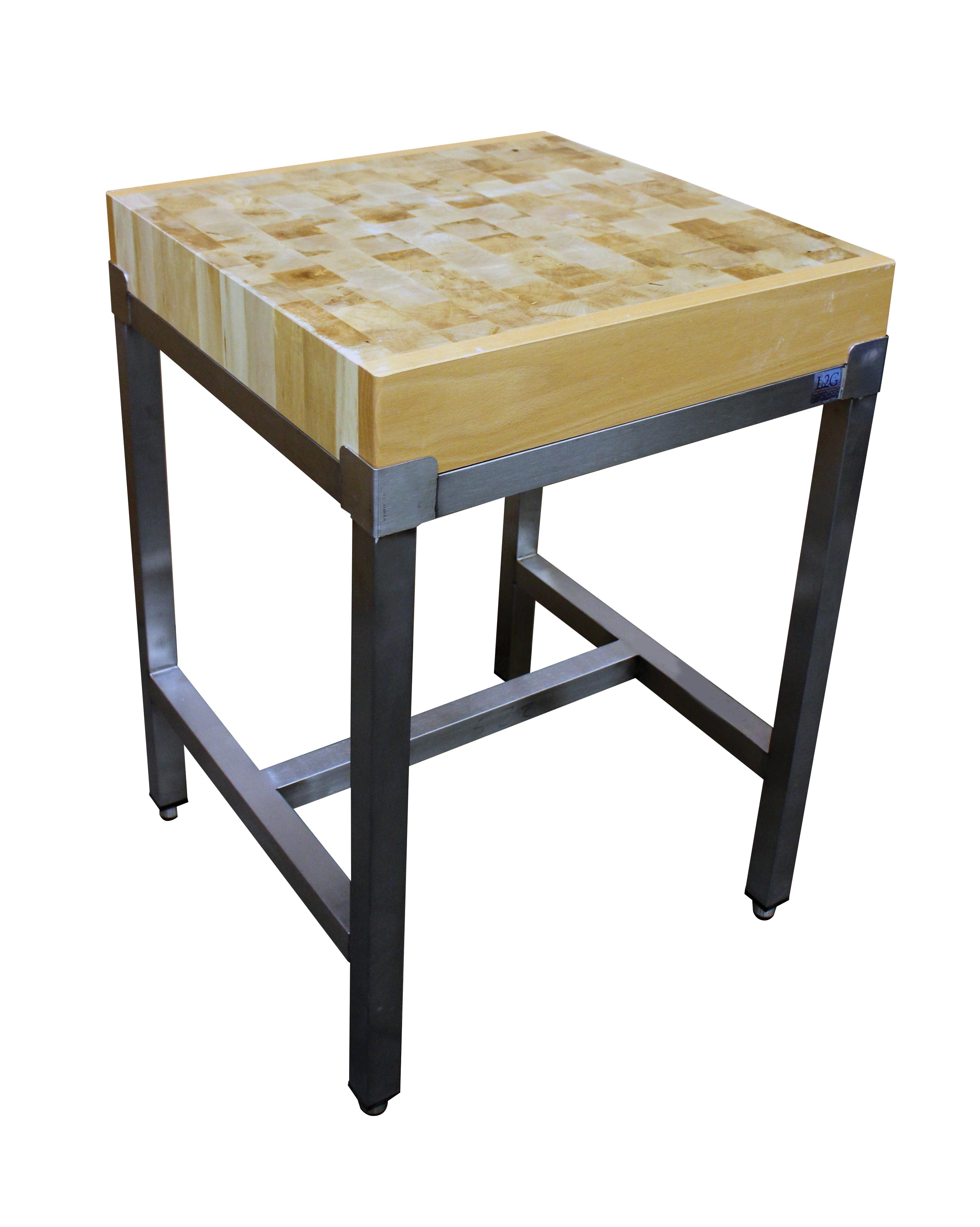 BILLOT BOIS 600X600X150 MM SUR PIETEMENT INOX L2G F-B66B-150